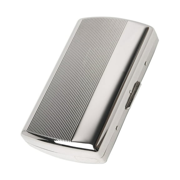 Mini Ladies and Men Metal Cigarette Case , Portable Double Sided Spring Clip Holds 12 Regular 85mm Short Cigarettes，Can Not Be Placed The Credit Card Inside (Silver)