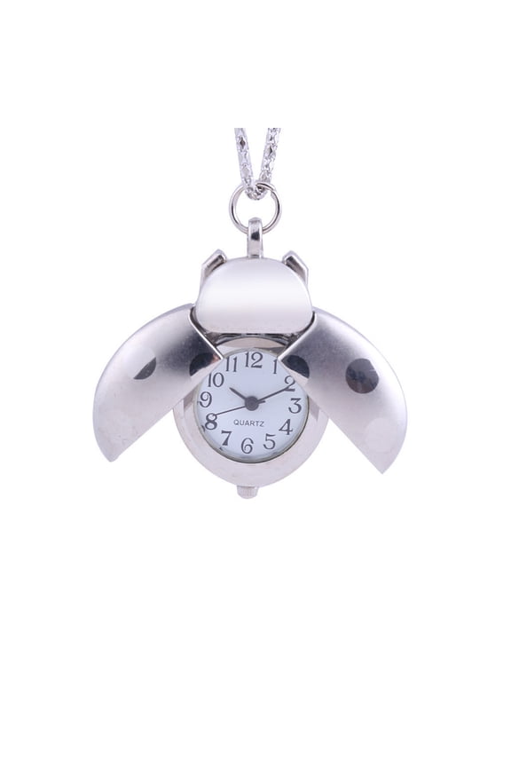 Mini Ladybug Pocket Watch, Cute Seven Spot Beetle Design Quartz Pendant Watch for Kids, Gifts, Collection and Decoration