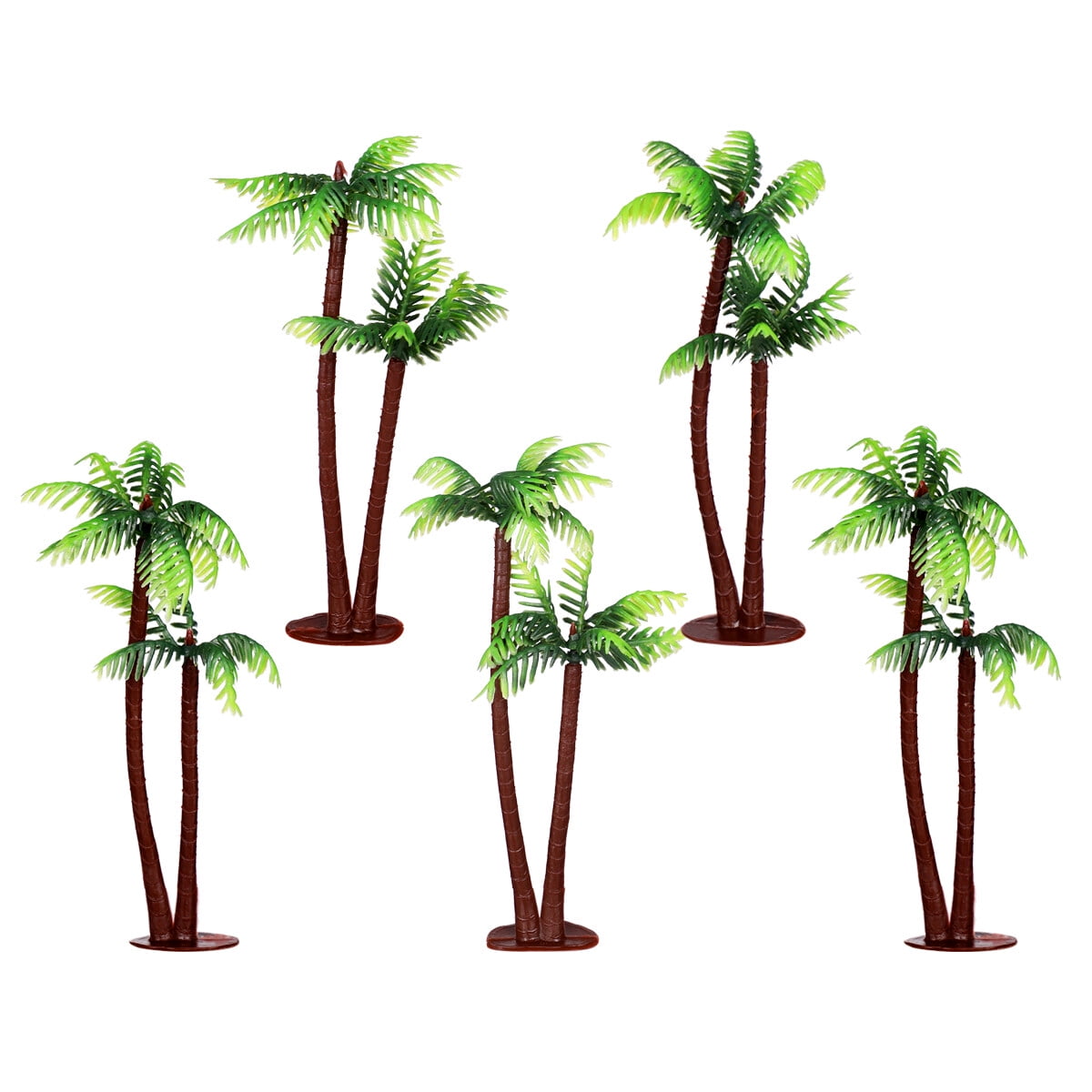 Mini Landscape Decor,Tinksky 5Pcs Plastic Coconut Palm Tree Miniature