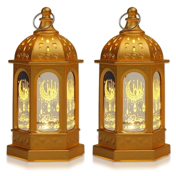 Mini Lantern with Flickering LED Candles , Vintage Decorative Hanging Candle Lanterns for Halloween, Christmas, Wedding Decorations, Party, Table Centerpiece-golden