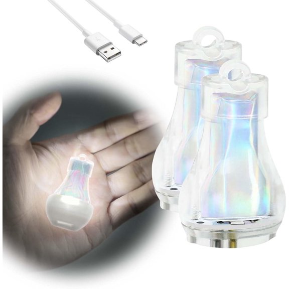 Mini Lantern LED Flashlight, Small Flashlight Rechargeable USB, Pocket Purse Light with for Camping Nighttime, EDC Gear Tools Keychian Light (White-2Pcs)