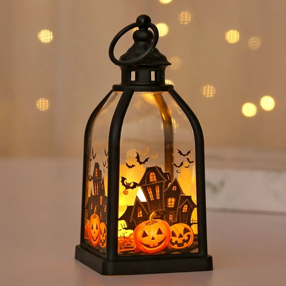Mini Lantern with LED Tealight, Vintage Lantern Decorative, Hanging Candle Lantern for Halloween Table Centerpiece Shelf Decor, Garden Fairy Party Decoration