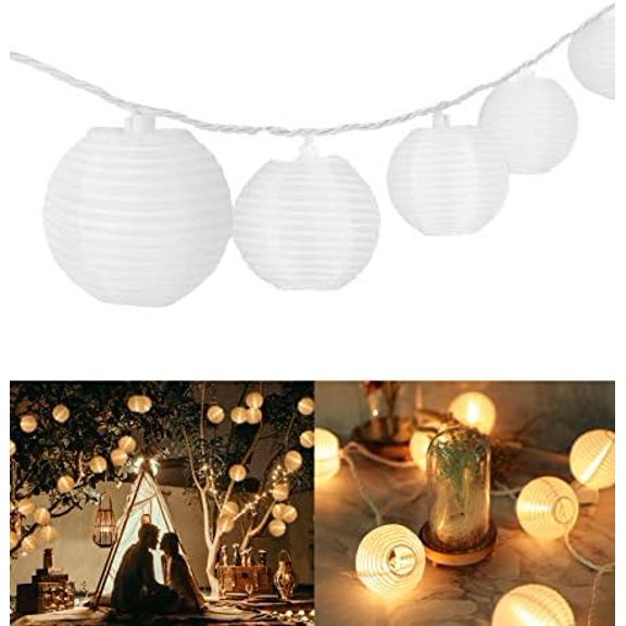 Mini Lantern Lights String Outdoor,  3 Inch Globe Lantern String Lights for Bedroom -20CT Connectable White Lights for Wedding Decorations, Patio,Porch,Window Decor