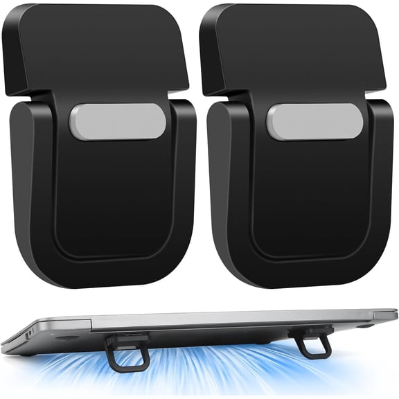 Mini Laptop Stand, Portable Foldable & Lightweight Ergonomic Riser with Ventilated Cooling, Sleek Computer Notebook Holder Fits Keyboards &10-17.3 Inch Laptops, Black