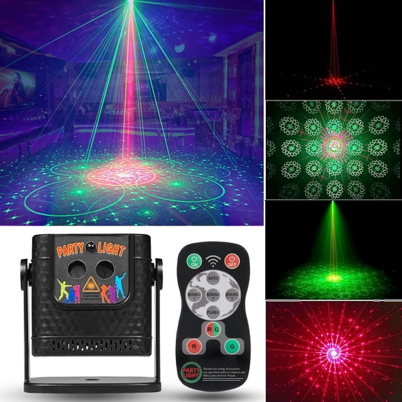 Mini Laser Light Patterns Projector, Party Lights Dj Disco Lights, Sound Activated with Remote Control for Car Parties Decorations, Gift for Adult (3.2 * 3 * 2.3 inchs)