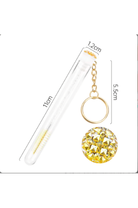 Mini Lash Brush Tube Keychain with Spoolie Wand, Decorative Mascara Brush Holder - Yellow