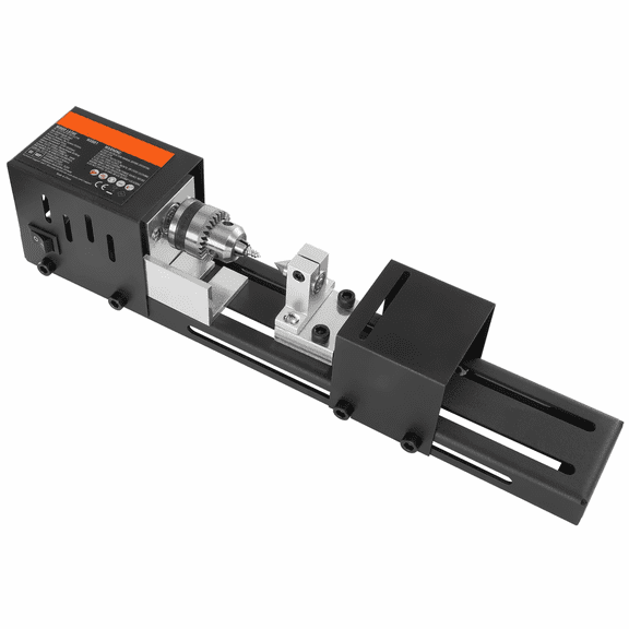 Mini Lathe Machine 7-Inch, 24VDC 96W Wood Lathe, Adjustable Speed 4220-8450 RPM, DIY Woodworking Milling Lathe with Accessories