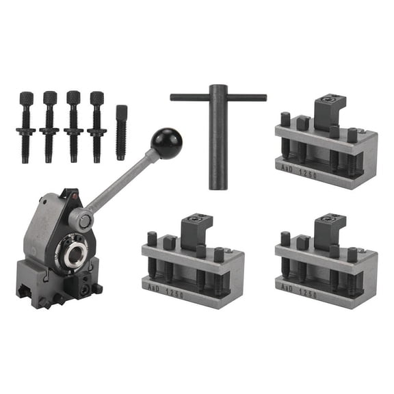 Mini Lathe Workshop Tool Post Set for  Turning, 12x12 mm Tool Rest, 1 Body With 4 Steel Holders,