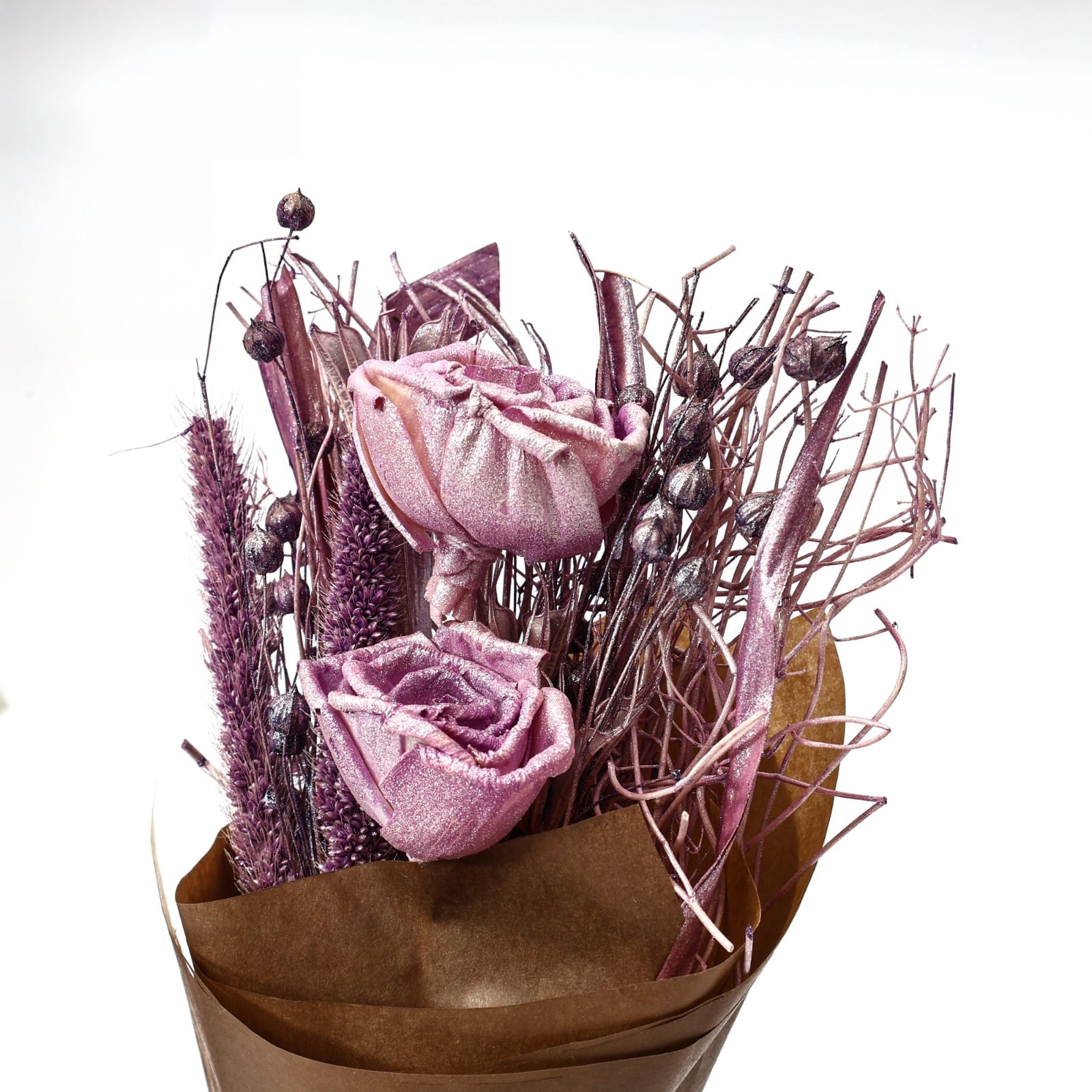 Mini Lavender Shola Rose Dried Flower Bouquet – 19.5g Rustic Handcrafted Arrangement for Gift Hampers & Tabletop Decor