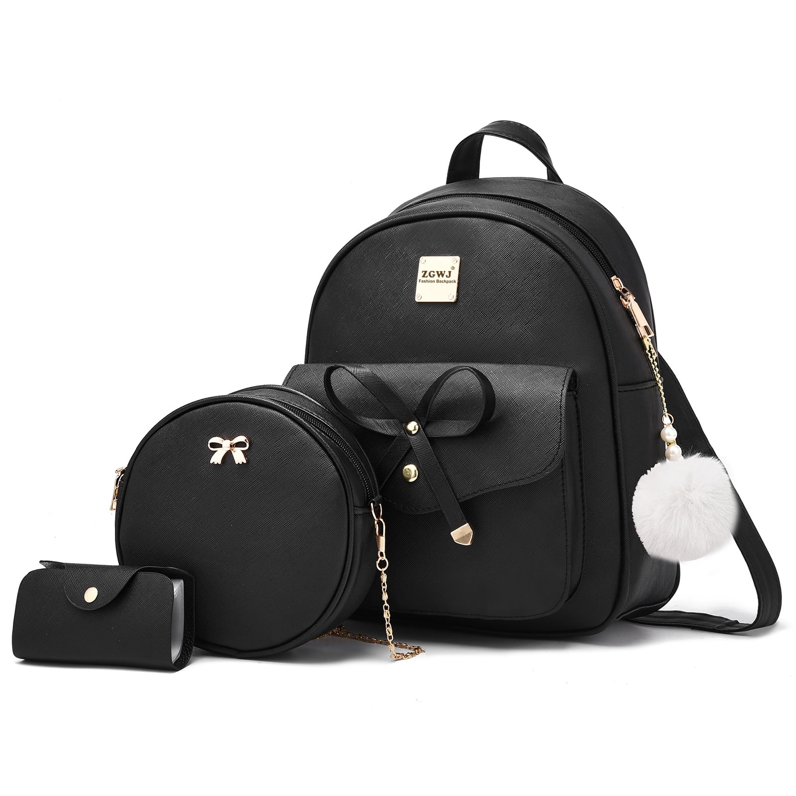 Mini mochila de cuero para mujer, lindas mochilas de viaje de moda y  mochila con lazo para mujer, 3 unidades, Negro -, Mochilas Daypack