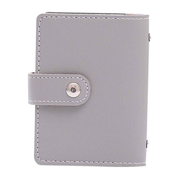 Mini Leather Business Card Holder - Manage Your Savings Binder,Bank Card,Credit Card Storage Rack Card Bag,ID Card Holder for Traveller Journal Filler Folder (Gray)