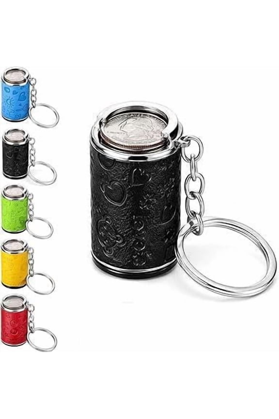 Mini Leather Coin Holder Keychain, 2-in-1 Portable Change Organizer with Secure Snap Closure, Ideal for Car Tolls & Daily Commute (1 Piece, Black)