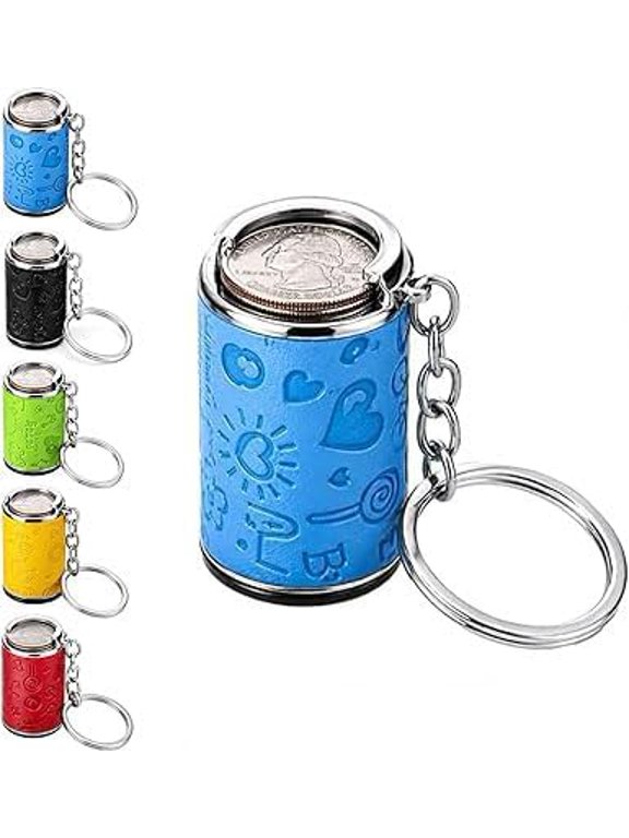 Mini Leather Coin Holder Keychain, 2-in-1 Portable Change Organizer with Secure Snap Closure, Ideal for Car Tolls & Daily Commute (1 Piece, Blue)