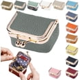 thumbnail image 1 of Mini Leather Jewelry Box for Women, Portable Vintage Leather Coin Purse, Jewelry Case with Kiss Lock, Mini Travel Ring Box for Earring Ring Necklace (Grey Green), 1 of 13