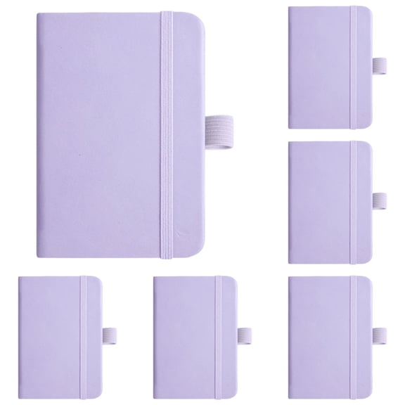 Mini Leather Pocket Notebook, Small Hardcover Notebook with Pen Loop, 100 Sheets Hardcover Mini Notepad, Tiny Lined Journal for Office Home Writing Supply, 5 Pcs, 4.33x3.14"