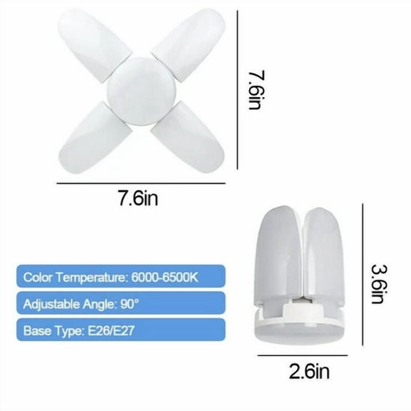 Mini Led Garage Shop Work Lights 28W Home Ceiling Fixture Deformable Lamp Bulb