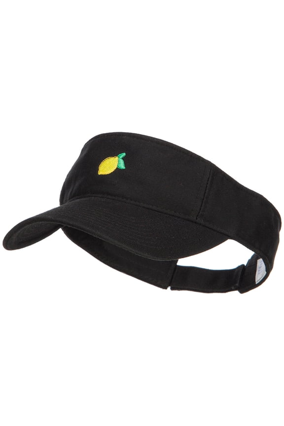 Mini Lemon Embroidered Cotton Washed Visor - Black OSFM