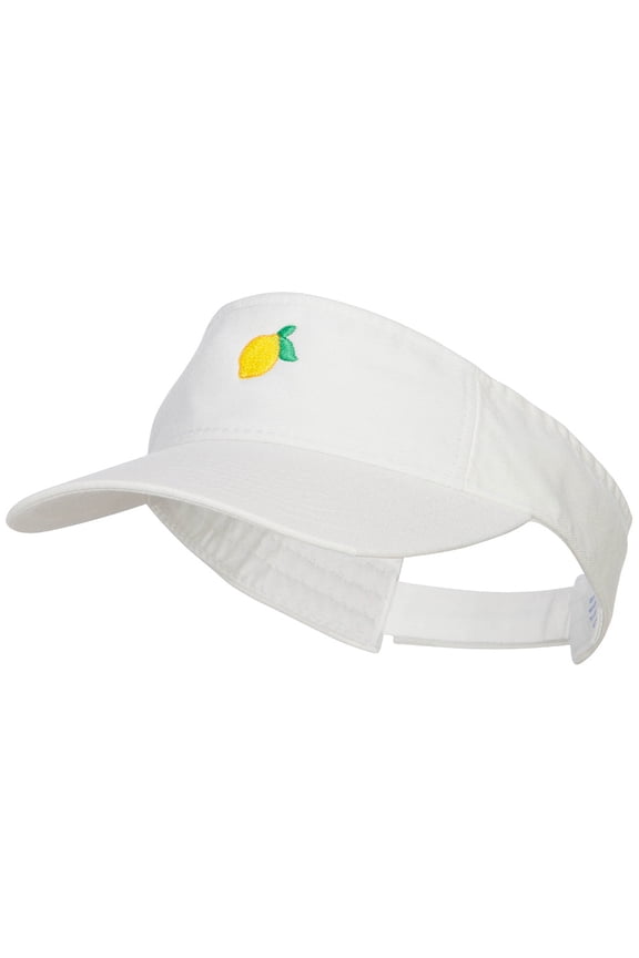 Mini Lemon Embroidered Cotton Washed Visor - White OSFM