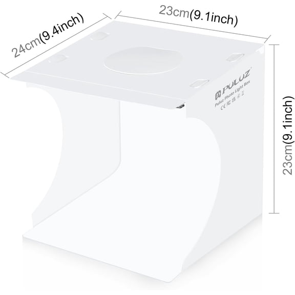 Mini Light Box, 9" Photography Table Top Light Box 20 LED Portable Photo Studio Shooting Tent with 2 Kinds Color Backdrops for Small Size Products