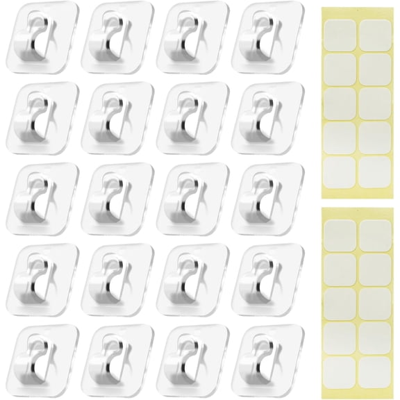 Mini Light Clips Adhesive Cable Organizer 20-Pack - Clear Cord Holders