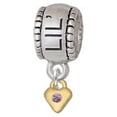 thumbnail image 1 of Mini Light Purple Birthday Crystal Gold Tone Heart - Lil Sister Charm Bead, 1 of 1