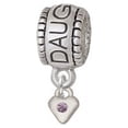 thumbnail image 1 of Mini Light Purple Birthday Crystal Heart - Daughter Charm Bead, 1 of 1