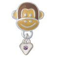 thumbnail image 1 of Mini Light Purple Birthday Crystal Heart - Monkey Face Charm Bead, 1 of 1