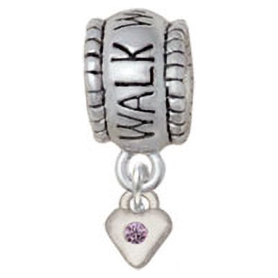 Mini Light Purple Birthday Crystal Heart - Walk With Jesus Charm Bead