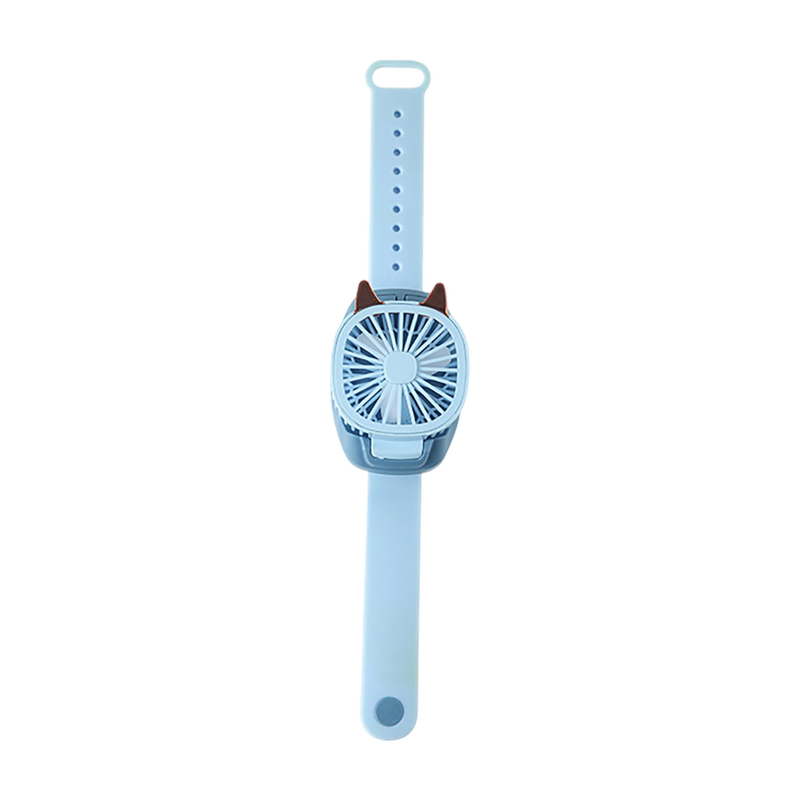 Mini Lightable Watch Fan With Comfortable Wrist Strap LED Light Cat Ear ...