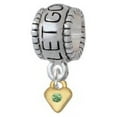 thumbnail image 1 of Mini Lime Green Birthday Crystal Gold Tone Heart - Let Go Let God Charm Bead, 1 of 1