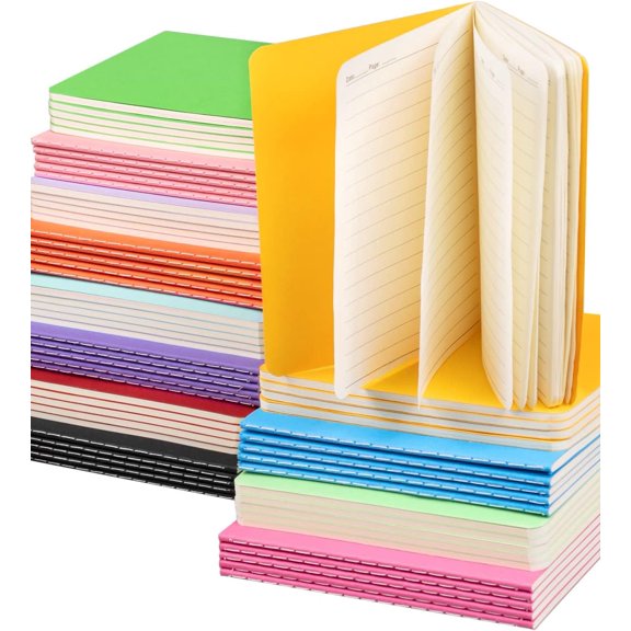 Mini Lined Notebooks Bulk 60 Packs A6 (4.25x5.5 in) Small Pocket Notebooks Ruled Page Colorful Cover, Pocket Journals for Students Drawing Memo Notepad 30 Sheets/60 Pages