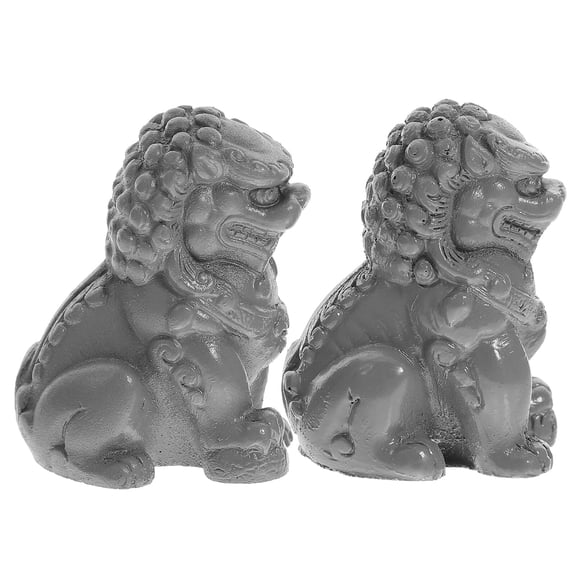Mini Lion Figurine Cement Shape Decors Sitting Sculpture Fish Tank Ornaments Office Grey
