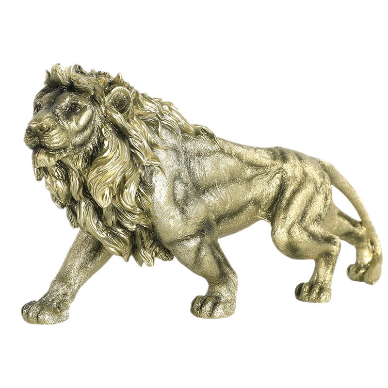 Mini Lion Statue Casting Animal Figurine Retro Style Home Office Room Desktop Decoration Collect