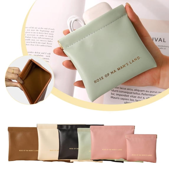 Mini Lipstick Bag, Portable Small Cosmetic Pouch for Women, PU Leather Travel Makeup Organizer, Compact Key Coin Holder (2 Pack, Large & Small)