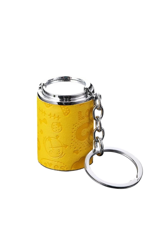 Mini Lipstick Shaped Keychain Storage Case Portable Leather Box Keyring For Pills Earplugs Jewelry Yellow