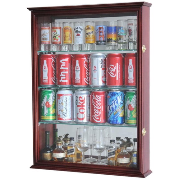 Mini Liquor Bottle/ Soda Can w/Mirror Backed Display Case Cabinet
