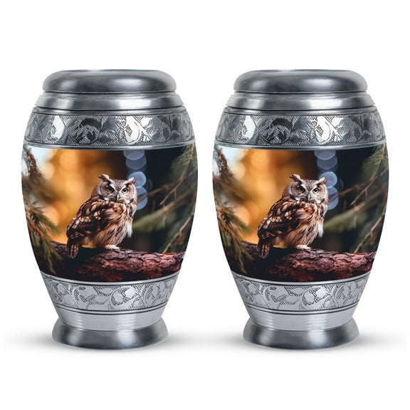 Mini Litter Owl Sitting Tree Urn For Adult Human Ashes - Funeral Urns For Adult Ashes Men & Women - Keepsake Urns For Ashes Small - Urn For Cremation Ashes (Size - 3inch, 2Pcs)