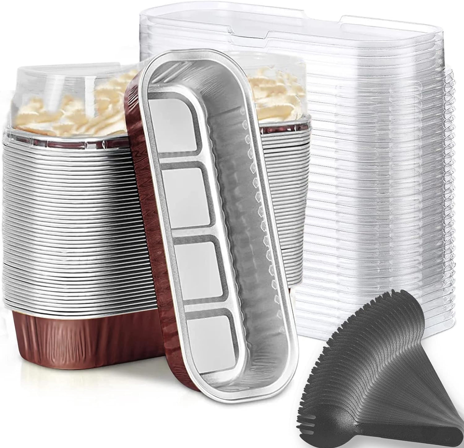 Naisfei 50-Pack Mini Loaf Pans With Lids & Spoons – Reusable 6.8oz Aluminum Foil Baking Pans - View #4