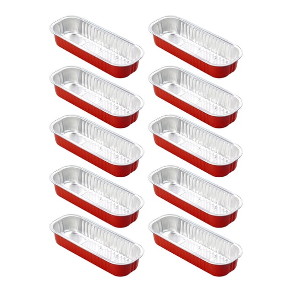 Mini Loaf Pans 10 Pack, 8.8oz Individual Cake Tins Foil Baking Pan for Small Bread Loaves, Disposable Muffin Cups, Little Aluminum Containers for Parties Christmas Baking Gifts,Red
