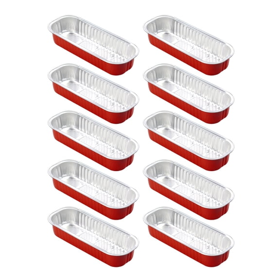 Mini Loaf Pans 10 Pack,Aluminum Foil Baking Pans Tins Containers for Party Favors,Rectangle Disposable Bread Tins for Tartlets,Pudding Desserts,Cupcakes Cheesecakes Creme and Brulee(Red)