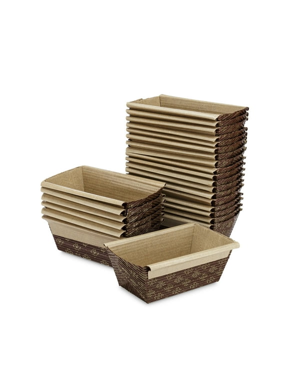 Mini Loaf Paper Baking Pan 25-Pack, 4 x 2 x 2 Inches