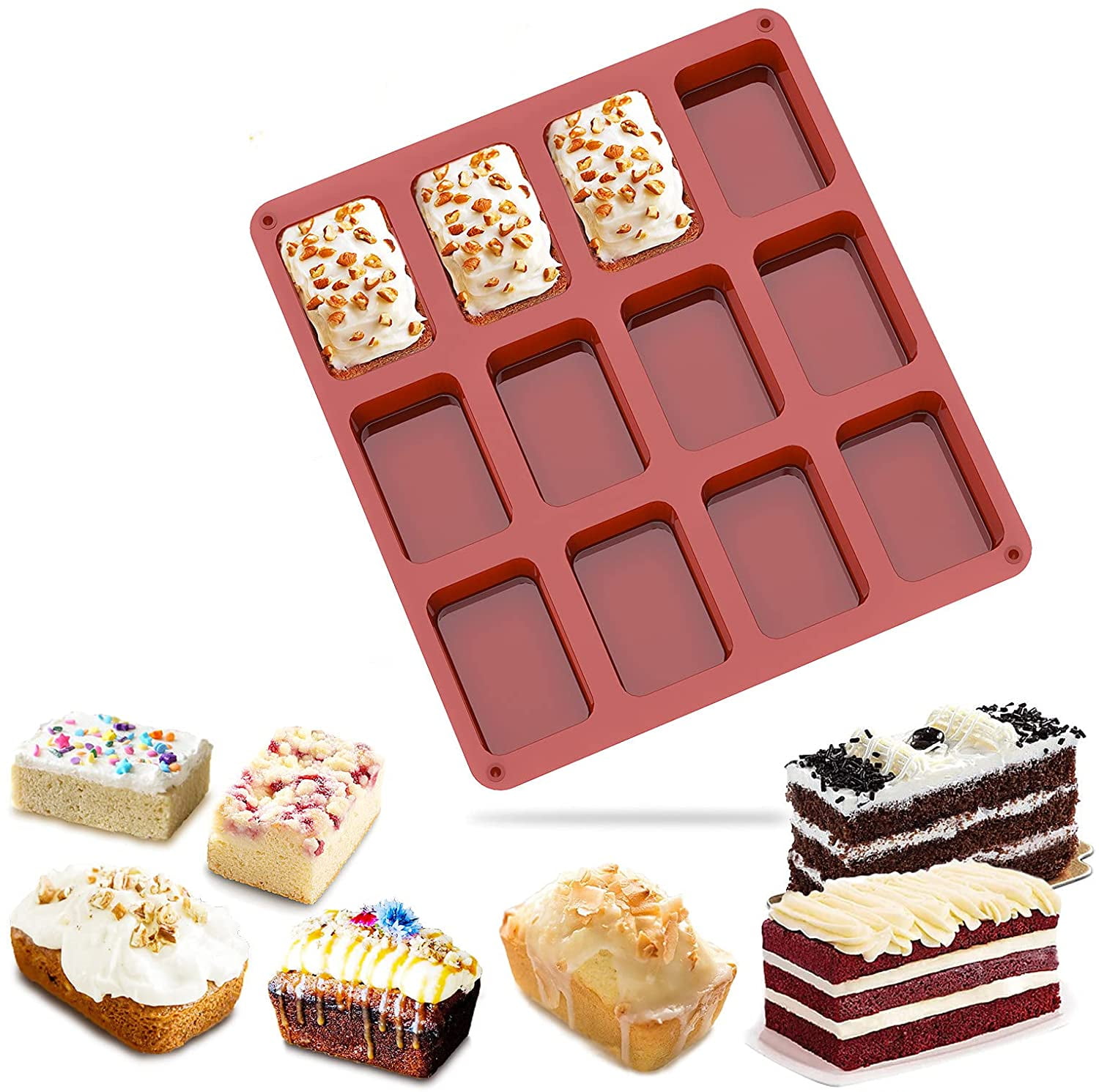 Mini Loaf pan, 12 Cavities Nonstick Mini Brownie Pan Bread Pan