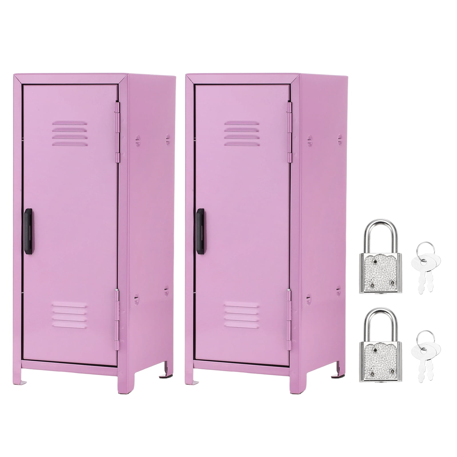 Mini Locker 4.3 x 10.8 Inch, 2 Pcs Small Locker with Lock Keys, Metal Money Safe Storage Box for Desk Bedroom, Light Purple