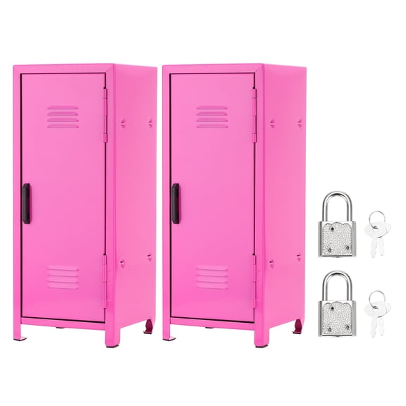Mini Locker 4.3 x 10.8 Inch, 2 Pcs Small Locker with Lock Keys, Metal Money Safe Storage Box for Desk Bedroom, Rose Red