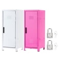 thumbnail image 1 of Mini Locker 4.3 x 10.8 Inch, 2 Pcs Small Locker with Lock Keys, Metal Money Safe Storage Box for Desk Bedroom, White/Rose Red, 1 of 7