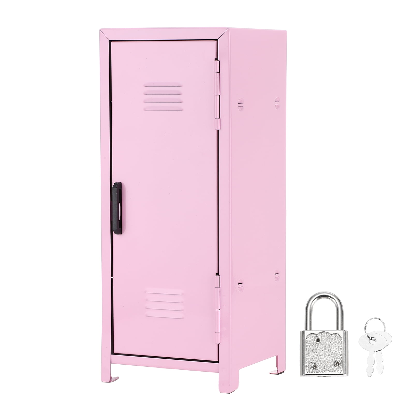 Mini Locker 4.3 x 10.8 Inch, Small Locker with Lock Keys, Metal Money Safe Storage Box for Desk Bedroom, Light Pink