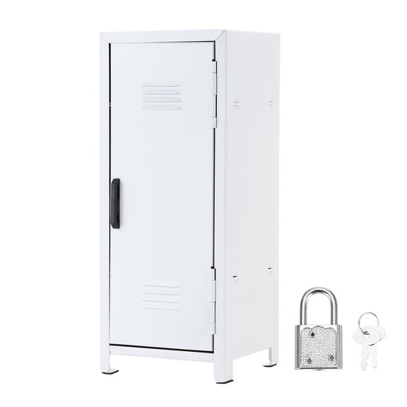 Mini Locker 4.3 x 10.8 Inch, Small Locker with Lock Keys, Metal Money Safe Storage Box for Desk Bedroom, White