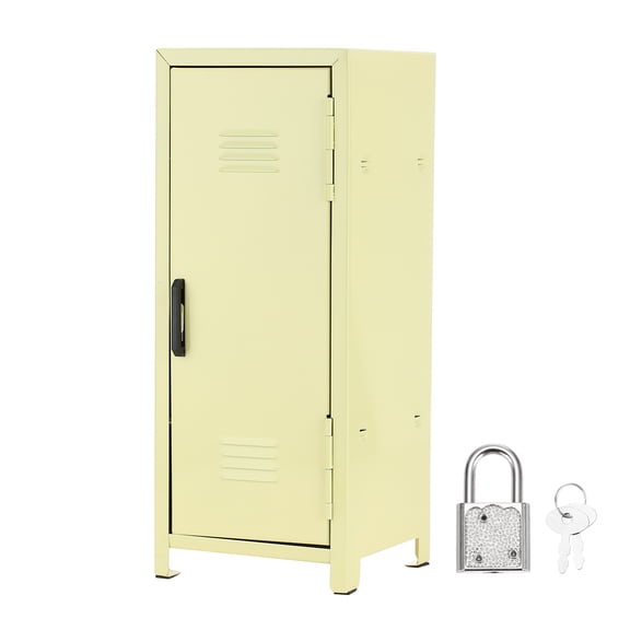 Mini Locker 4.3 x 10.8 Inch, Small Locker with Lock Keys, Metal Money Safe Storage Box for Desk Bedroom, Yellow