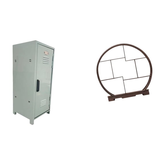 Mini Locker Cabinet Storage Bin Desktop Cosmetic Organizer Wood Grain Finish for Apartments Bedroom Studio