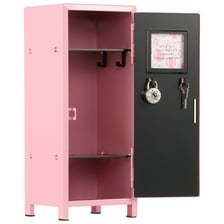 Metal Mini Locker with Lock and Key Black -10.75